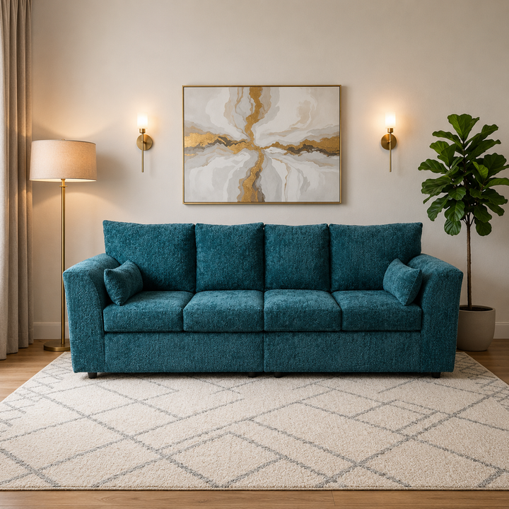 Comfortable 4 Seater Sofa with Full Back Support and Alaska Fabric