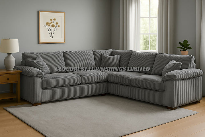 Riva Cord Sofa Brand New Black, Grey, Cream, Blue, Brown Corner | Stylish Living Room Furniture