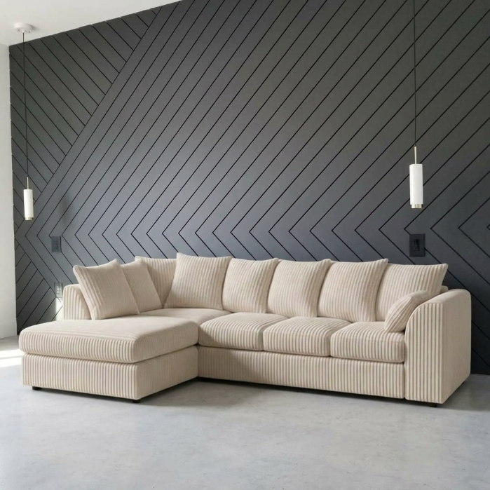 Contemporary Cream Corner Couch – 5-6 Seater Design