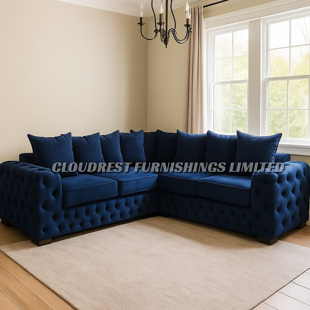 Ashton Chesterfield Sofa Brand New Black, Grey, Cream, Blue, Beige Corner | Stylish Living Room Furniture