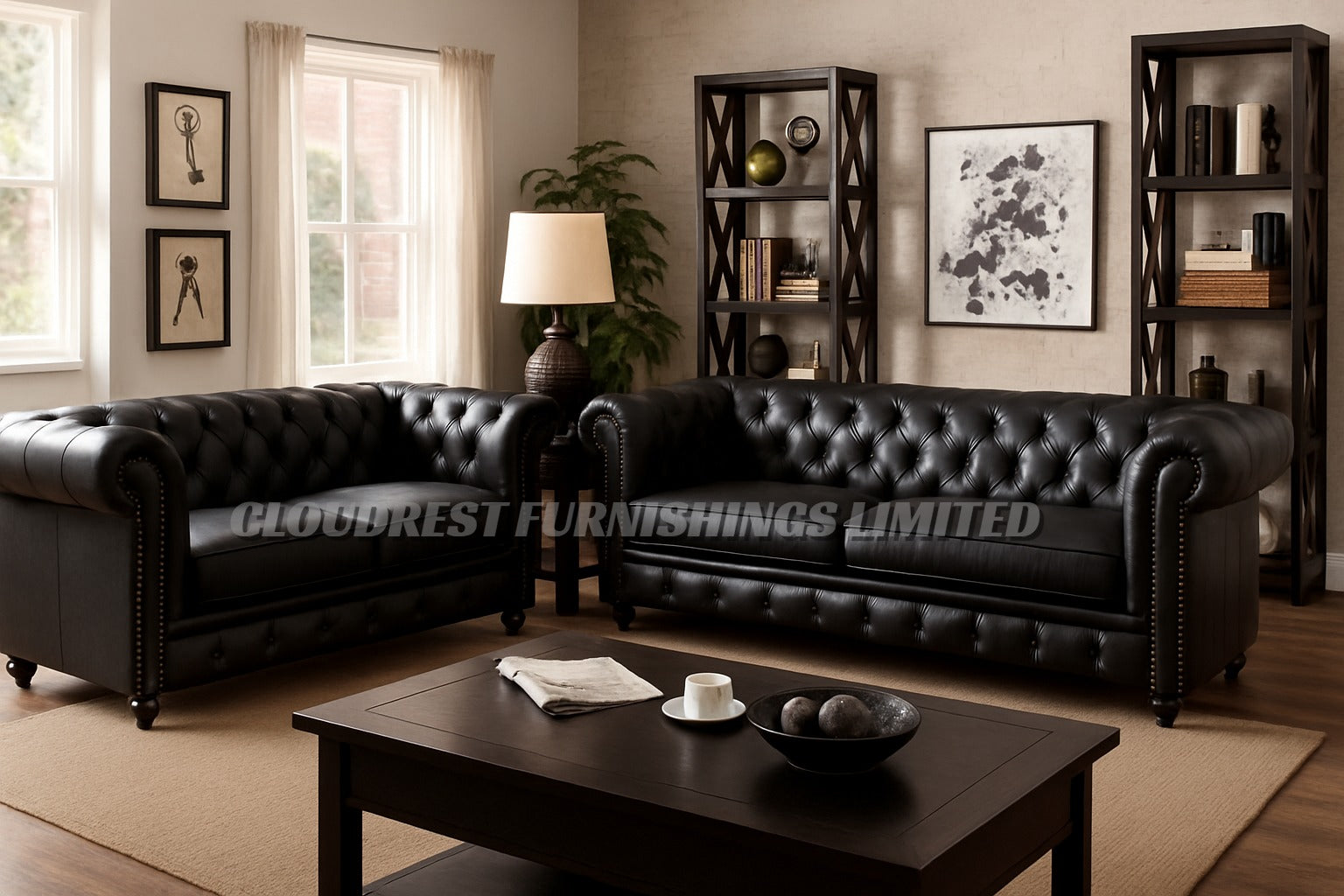 Chesterfield Leather Sofa Brand New Black, Brown 3+2 Or Corner Stylish Living Room Furniture