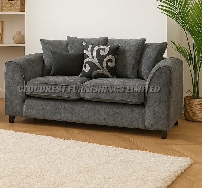 Dylan Chenille Sofa Brand New Black and Grey 3+2 Seater | Stylish Living Room Furniture