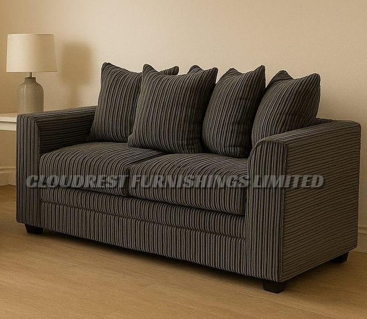 Dylan Jumbo Cord Sofa Brand New Grey, Black, Beige, Cream, Blue 3+2 Seater | Stylish Living Room Furniture