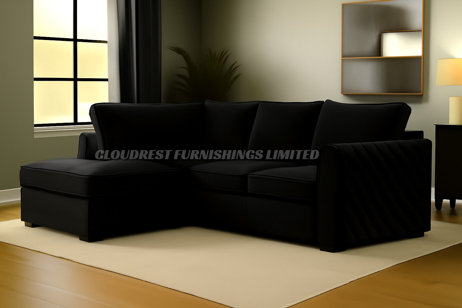 Vortex Plush Velvet Corner Sofa Brand New Grey, Black, Beige, Cream, Blue, Mustard Stylish Living Room Furniture
