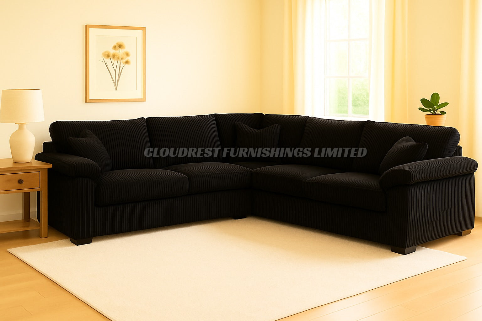 Riva Cord Sofa Brand New Black, Grey, Cream, Blue, Brown Corner | Stylish Living Room Furniture