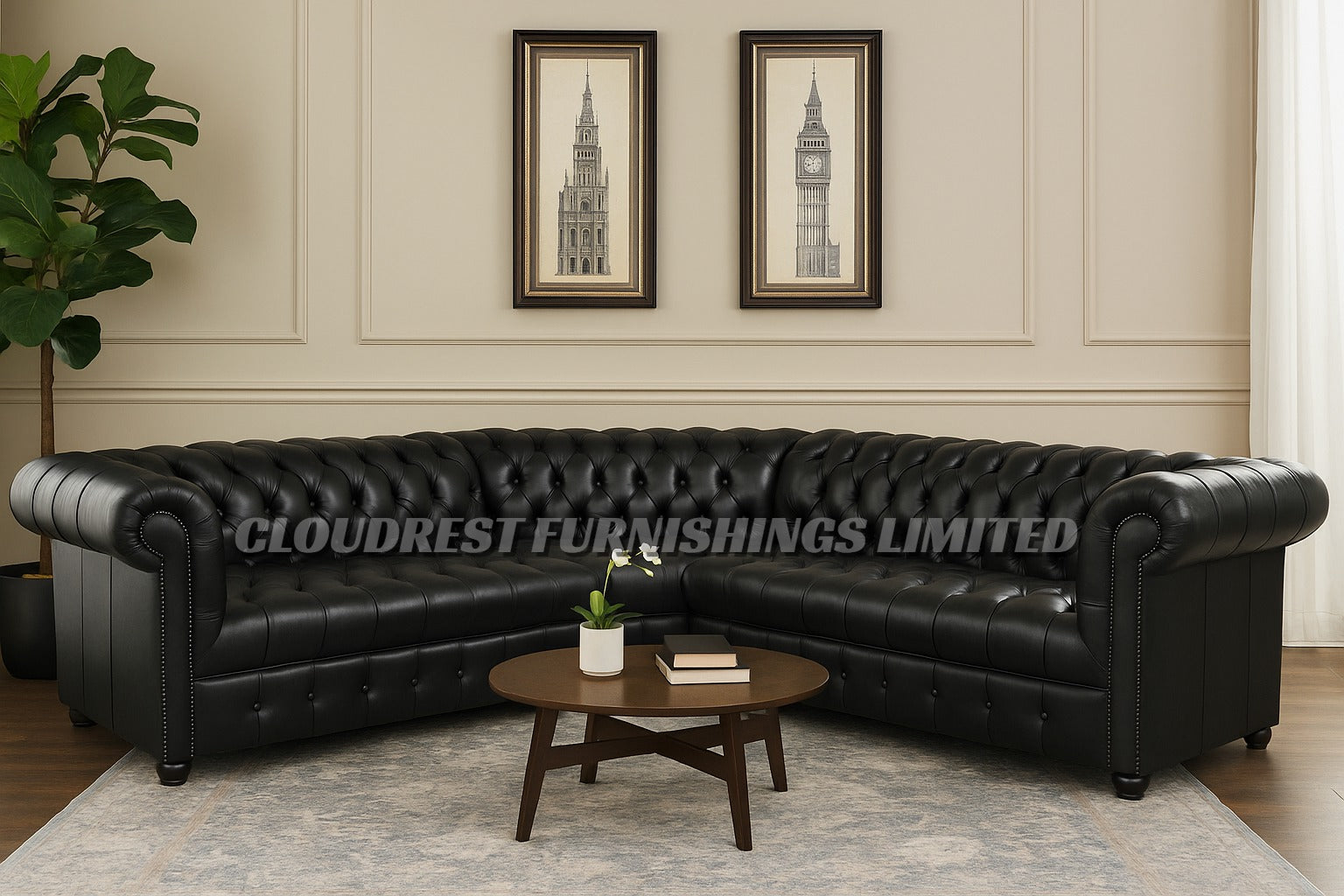 Chesterfield Leather Sofa Brand New Black, Brown Corner Or 3+2 Stylish Living Room Furniture