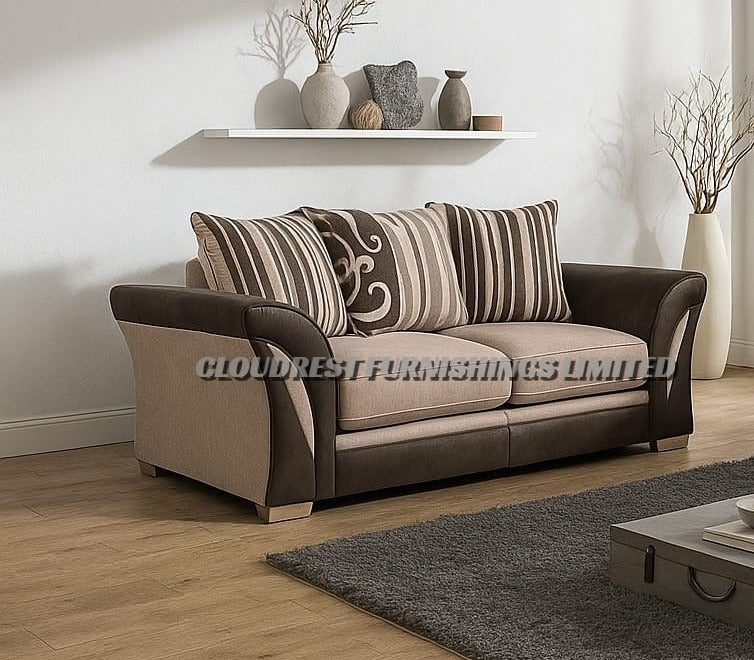 Shannon Chenille Sofa Brand New Black and Grey + Beige and Brown Corner & 3+2 Seater | Stylish Living Room Furniture