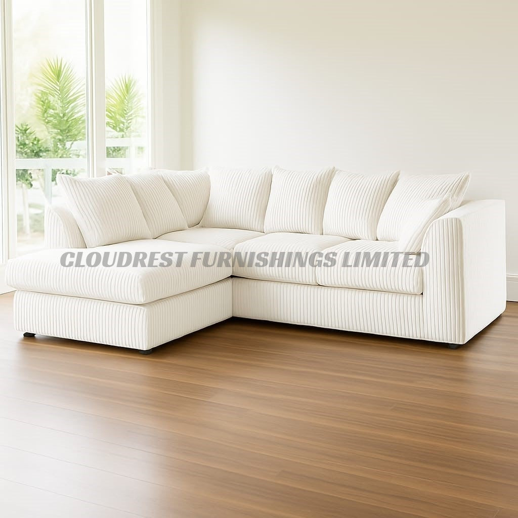 Dylan Jumbo Cord Sofa Brand New Grey, Black, Beige, Cream, Blue 3+2 Seater | Stylish Living Room Furniture