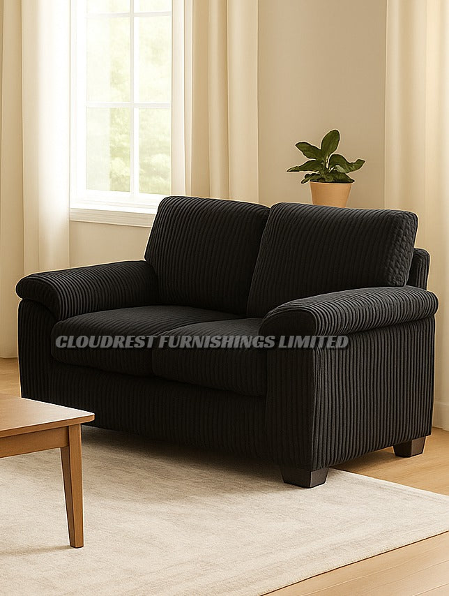 Riva Cord Sofa Brand New Black, Grey, Cream, Beige, Brown 3+2 Seater | Stylish Living Room Furniture