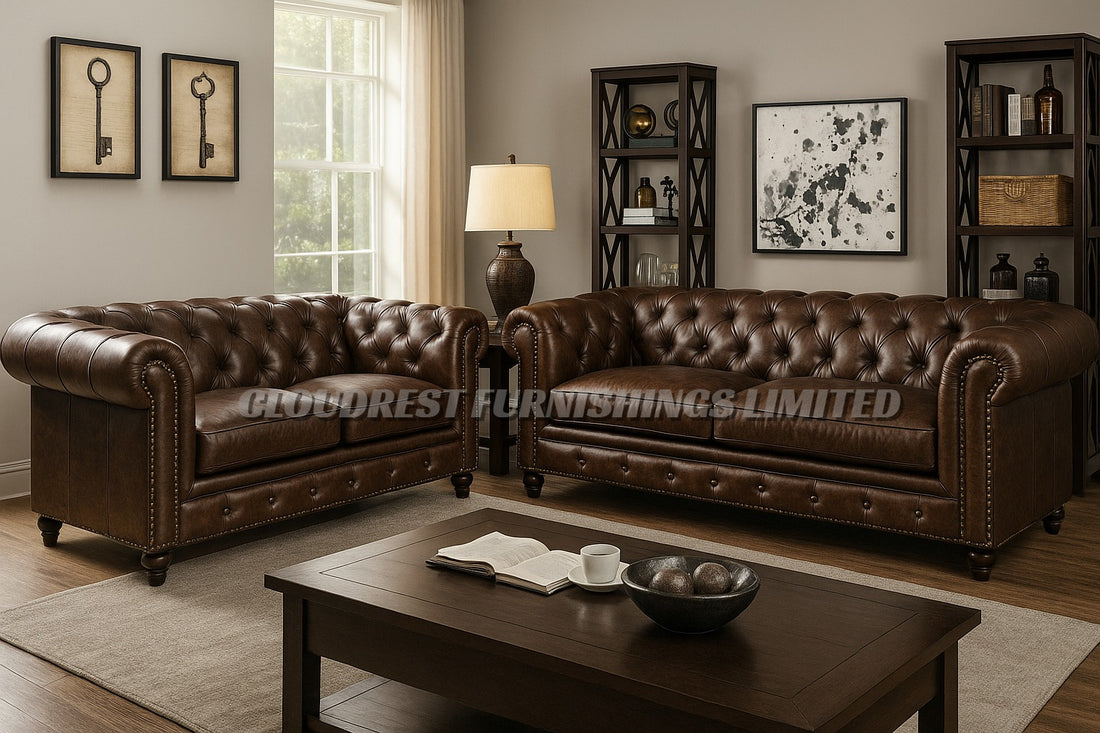 Chesterfield Leather Sofa Brand New Black, Brown 3+2 Or Corner Stylish Living Room Furniture