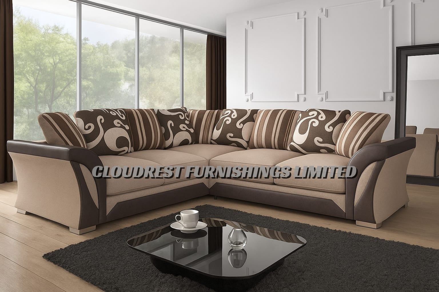 Shannon Chenille Sofa Brand New Black and Grey + Beige and Brown Corner & 3+2 Seater | Stylish Living Room Furniture