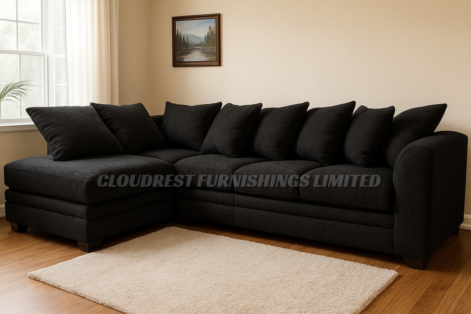 Barcelona Chenille Corner Sofa Brand New Grey Or Black L Shape | Stylish Living Room Furniture