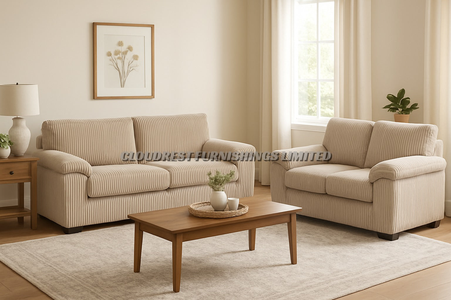 Riva Cord Sofa Brand New Black, Grey, Cream, Beige, Brown 3+2 Seater | Stylish Living Room Furniture