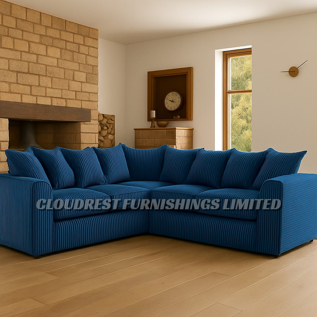 Dylan Jumbo Cord Sofa Brand New Grey, Black, Beige, Cream, Blue 3+2 Seater | Stylish Living Room Furniture