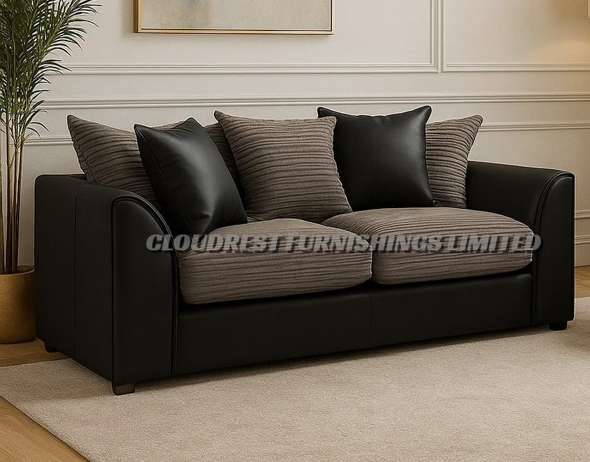 Byron Sofa Brand New Black and Grey 3+2 Seater | Modern Living Room Furniture