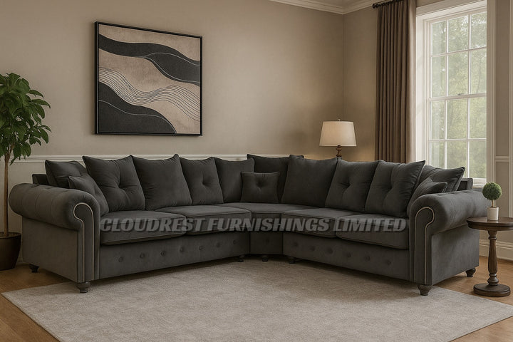 Olympia Sofa Brand New Black, Grey, Silver, Navy Blue Corner & 3+2 Seater Options | Stylish Living Room Furniture