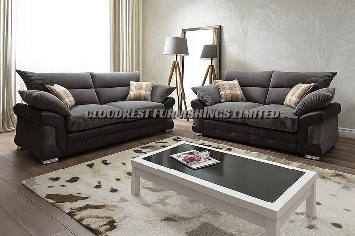 Logan Sofa Brand New Black and Grey & Mink and Brown 3+2 Seater & Corner Options | Stylish Living Room Furniture