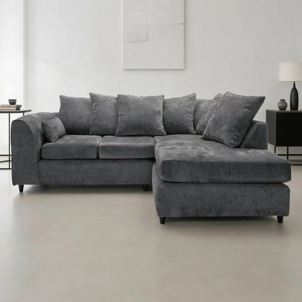 Dylan Alaska L Shape 4 Seater Corner Sofa (Dark Grey)