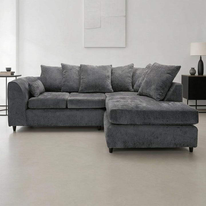 Dylan Alaska L Shape 4 Seater Corner Sofa (Dark Grey)