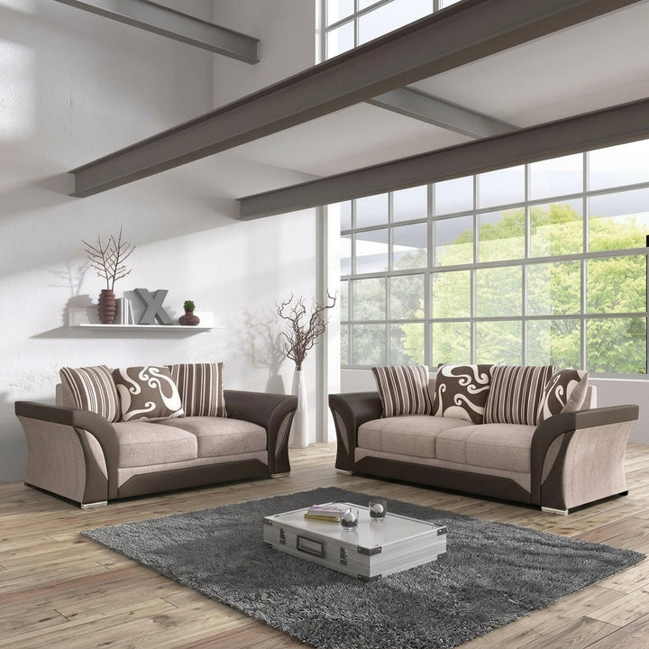 Shannon Chenille 3+2 Seater Sofa Set (Brown & Beige)