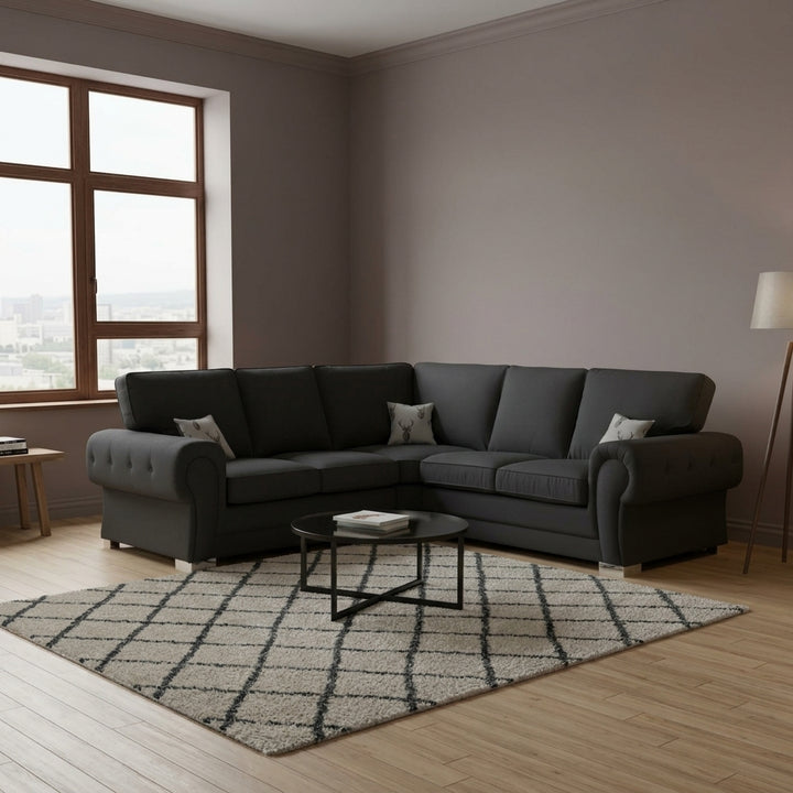 Verona Kensington Dual Arm 5 seater 2c2 Corner sofa (Black)
