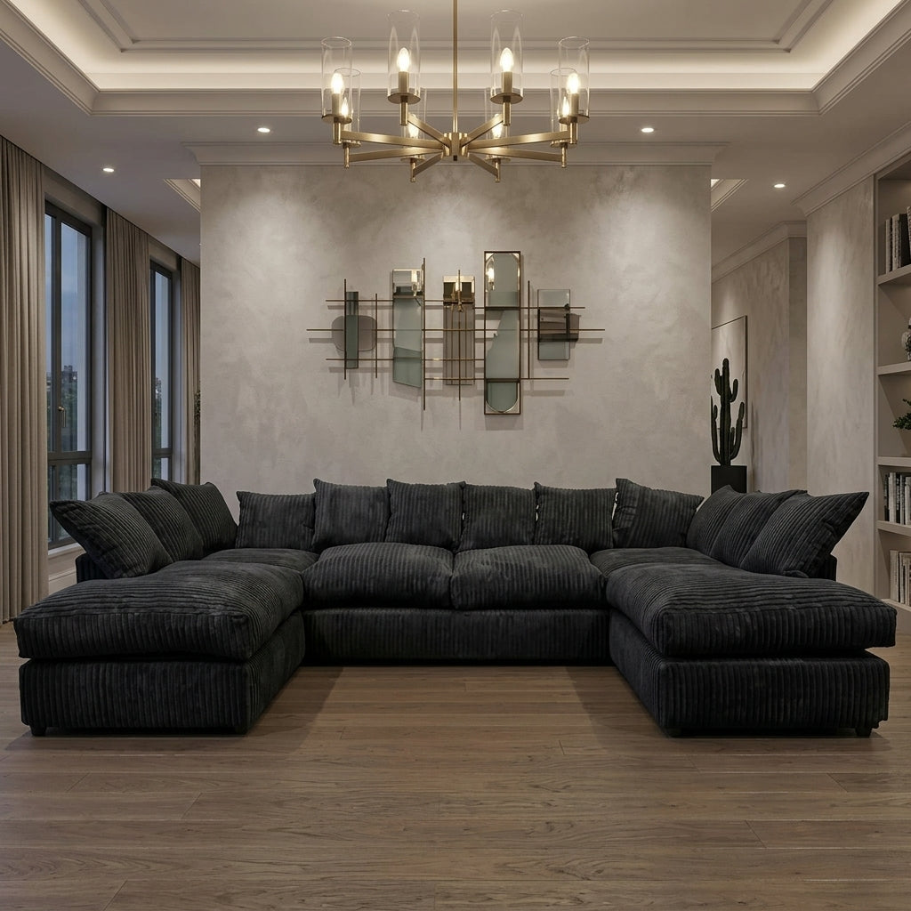 Bishop U Shaped Jumbo Cord 6–7 Seater Sofa